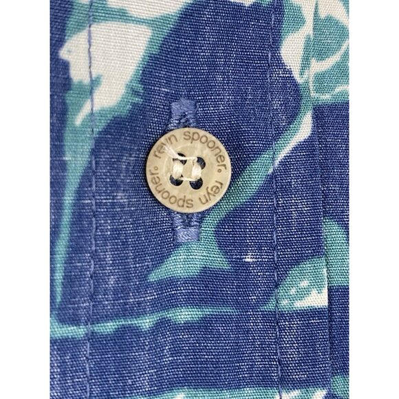 Reyn Spooner Alfred Shaheen Hawaiian Shirt Men Size Large L Floral Blue Collared - Picture 5 of 11
